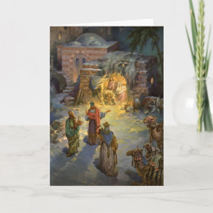 Cartes Pour Fêtes Annuelles Nativité de Noël Vintage avec Magi Visite