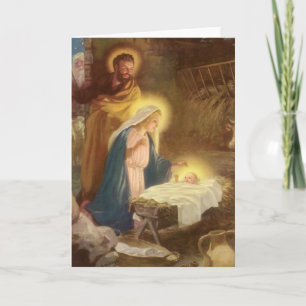 Cartes Pour Fêtes Annuelles Nativité de Noël Vintage, Marie Joseph Bébé Jésus