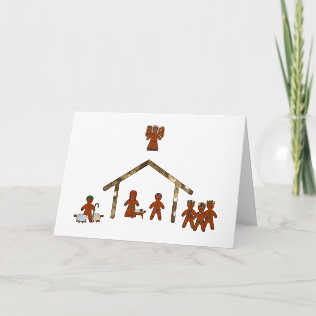 Cartes Pour Fêtes Annuelles nativité de pain d'épice de Noël (Devant)