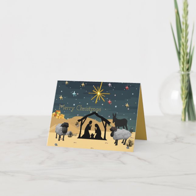 Cartes Pour Fêtes Annuelles Nativité Histoire 3d Le Manger (Devant)