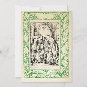Cartes Pour Fêtes Annuelles Nativité médiévale Marie et Jésus frontière sainte