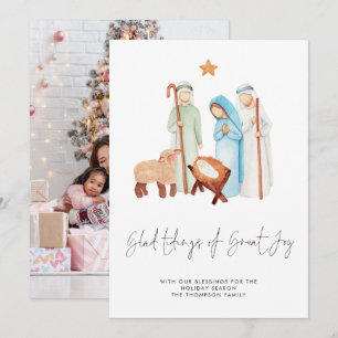 Cartes Pour Fêtes Annuelles Nativité minimaliste Tidings Glad Tidings Great Jo