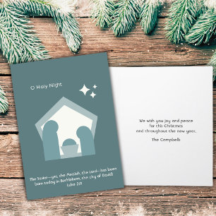 Cartes Pour Fêtes Annuelles Nativité moderne minimaliste "O Holy Night" Luke2: