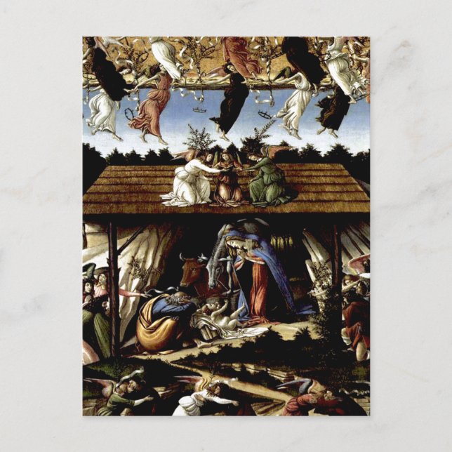 Cartes Pour Fêtes Annuelles Nativité mystique : Peinture à l'huile de Botticel (Devant)