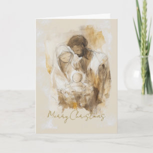 Cartes Pour Fêtes Annuelles Nativité simple Aquarelle Noël