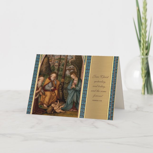 Cartes Pour Fêtes Annuelles Nativité Vierge Marie Jésus Joseph Écriture (Devant)