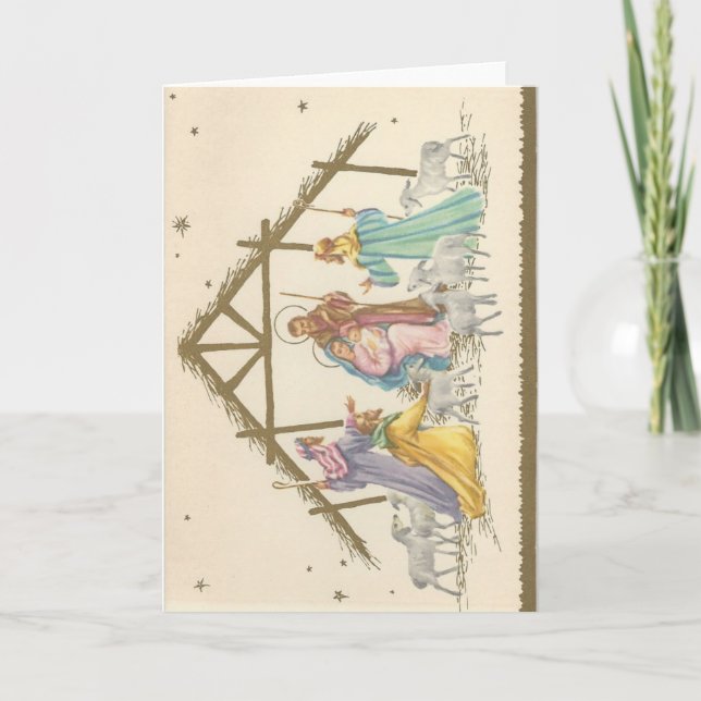 Cartes Pour Fêtes Annuelles Nativité vintage de Noël (Devant)