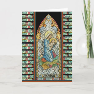 Cartes Pour Fêtes Annuelles Nativité Vitrail Jésus Vierge Marie Religieuse