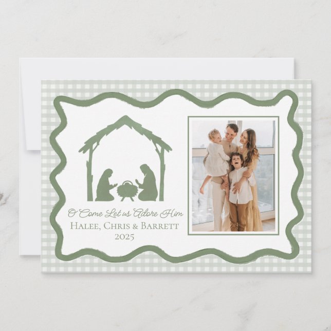 Cartes Pour Fêtes Annuelles Nativity Christmas Greeting, Holiday Family Photo (Devant)