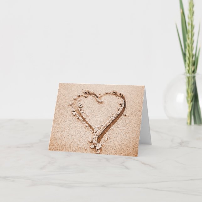 Cartes Pour Fêtes Annuelles Nature | Coeur dans le sable (Devant)