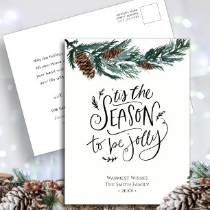 Cartes Pour Fêtes Annuelles Nature hivernale  Aquarelle Pine Cône Noël