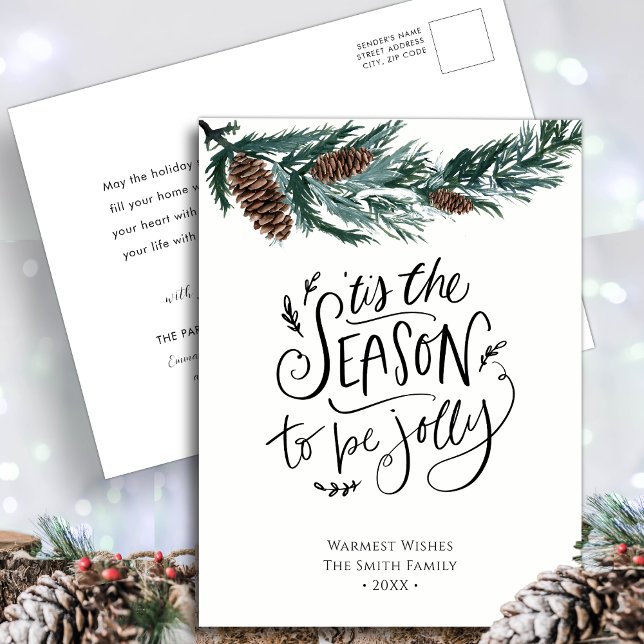 Cartes Pour Fêtes Annuelles Nature hivernale| Aquarelle Pine Cône Noël (Créateur téléchargé)