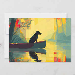Cartes Pour Fêtes Annuelles Nature Minimaliste Canot Labrador Noir