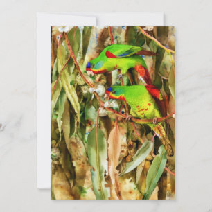 Cartes Pour Fêtes Annuelles Nature tropicale Parrots Oiseaux verts