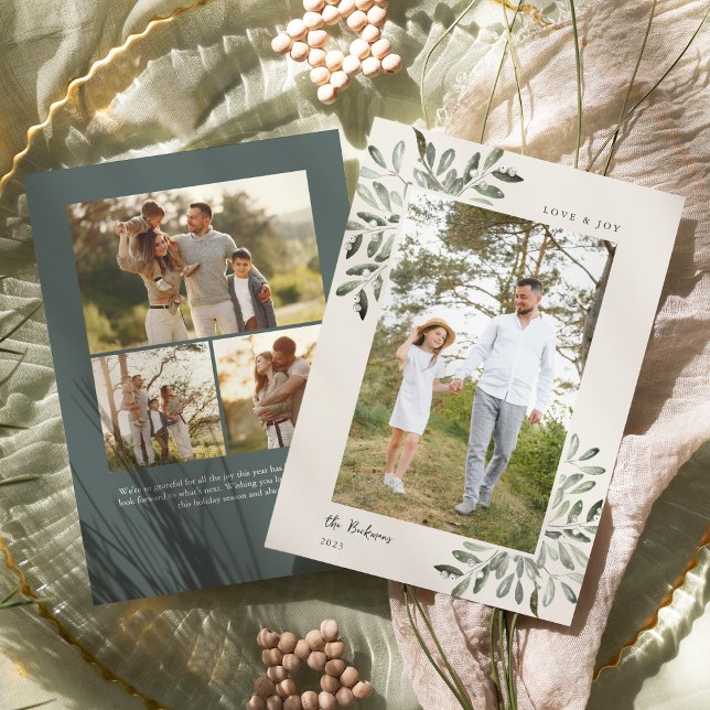 Cartes Pour Fêtes Annuelles Naturellement Joyeux | Photo à double face (Créateur téléchargé)