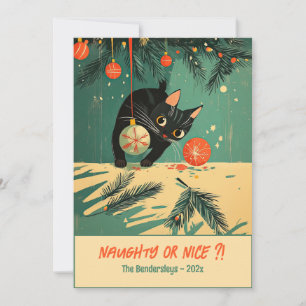 Cartes Pour Fêtes Annuelles Naughty Black Cat Christmas Flat Holiday Card