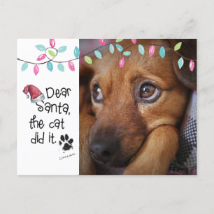 Cartes Pour Fêtes Annuelles Naughty Chien Funny Cher Père Noël Lettre Photo No