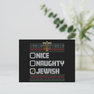 Cartes Pour Fêtes Annuelles Naughty Nice juif Père Noël laide Noël Hanoukka