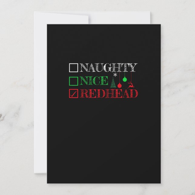 Cartes Pour Fêtes Annuelles Naughty Nice Redhead Christmas Funny Holiday (Devant)