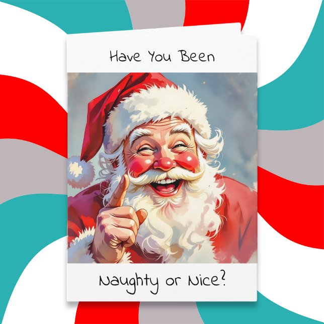 Cartes Pour Fêtes Annuelles Naughty or Nice | Santa Humor Christmas (Créateur téléchargé)