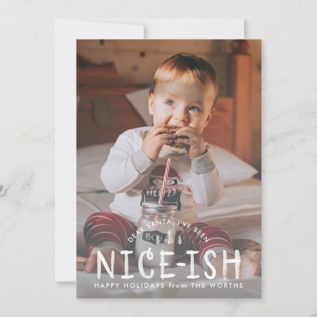 Cartes Pour Fêtes Annuelles Naughty ou Nice Funny Christmas Card Enfants (Devant)