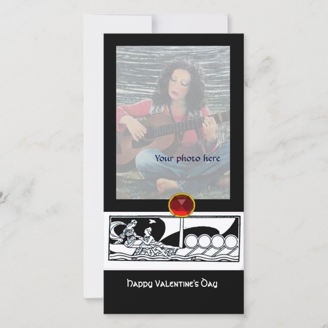 Cartes Pour Fêtes Annuelles NAVIRE ANTIQUE ET AMATEURS Rouge Ruby Gem Noir Bla (Devant)