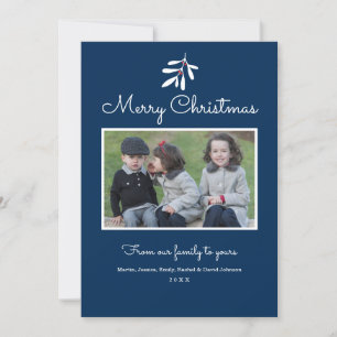 Cartes Pour Fêtes Annuelles Navy Blue Holly & Berries Joyeux Noël 2017