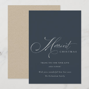 Cartes Pour Fêtes Annuelles Navy Grey Script Merriest Noël Grey