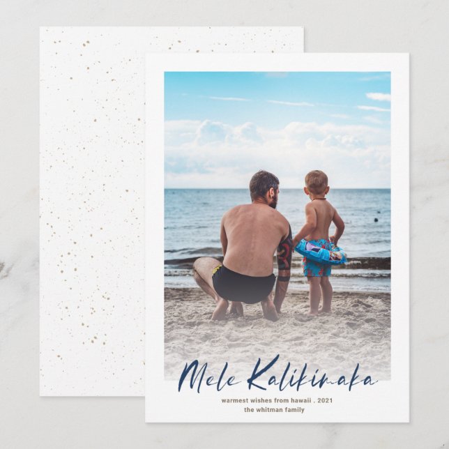 Cartes Pour Fêtes Annuelles Navy Mele Kalikimaka Photo Minimale Noël (Devant / Derrière)