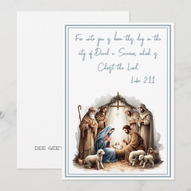 Cartes Pour Fêtes Annuelles Né à Bethléem - Une lumière pour le monde (Devant / Derrière)