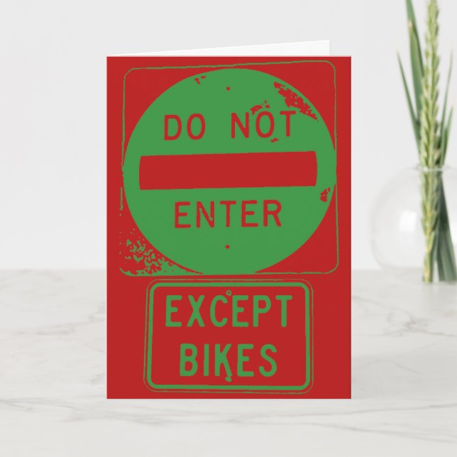 Cartes Pour Fêtes Annuelles Ne pas entrer sauf les vélos (Devant)