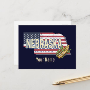 Cartes Pour Fêtes Annuelles Nebraska États-Unis Retro State Map Vintage USA