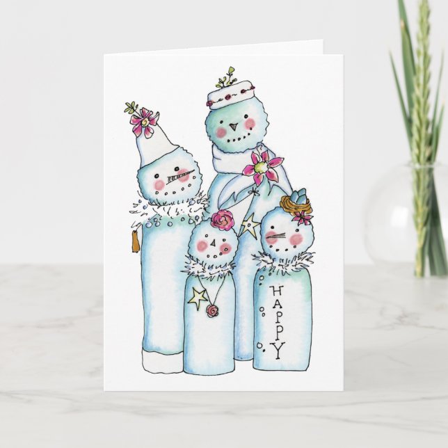 Cartes Pour Fêtes Annuelles Neige (Devant)