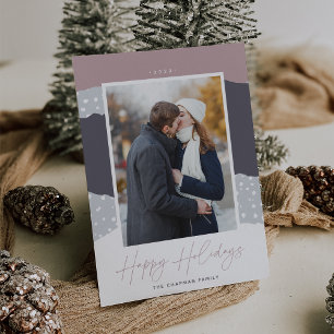 Cartes Pour Fêtes Annuelles Neige   Colorblock Vertical