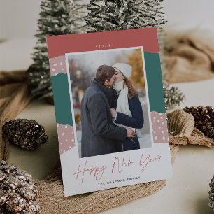 Cartes Pour Fêtes Annuelles Neige   Colorblock Vertical Photo New Year Hol