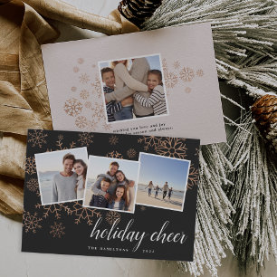Cartes Pour Fêtes Annuelles Neige dorée Collage photo Rose Gold Snowflake