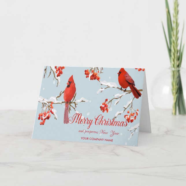 Cartes Pour Fêtes Annuelles Neige du cardinal rouge (Devant)