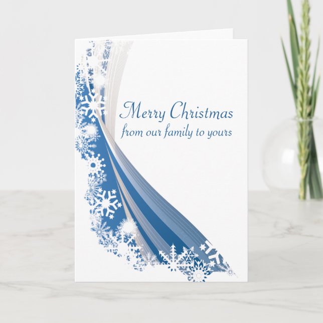 Cartes Pour Fêtes Annuelles Neige effilée bleue et blanche (Devant)