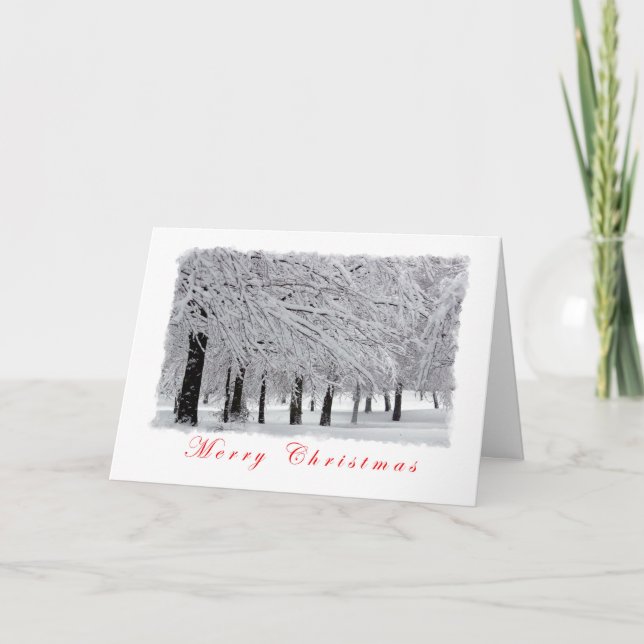 Cartes Pour Fêtes Annuelles Neige et arbres Joyeux Noël (Devant)