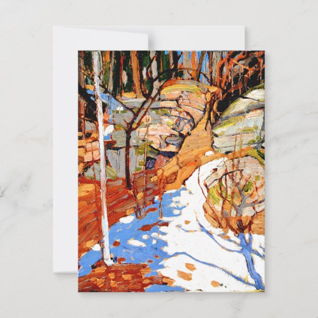 Cartes Pour Fêtes Annuelles Neige et rochers, tableau de Tom Thomson (Devant)