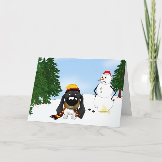 Cartes Pour Fêtes Annuelles Neige hivernale de Dachshund (Devant)