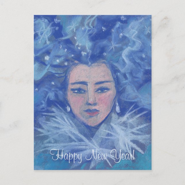 Cartes Pour Fêtes Annuelles Neige, imaginaire d'hiver, Nouvel An de Noël (Devant)