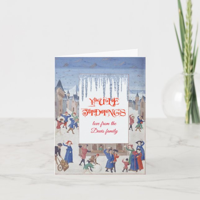Cartes Pour Fêtes Annuelles Neige médiévale Yule (Devant)