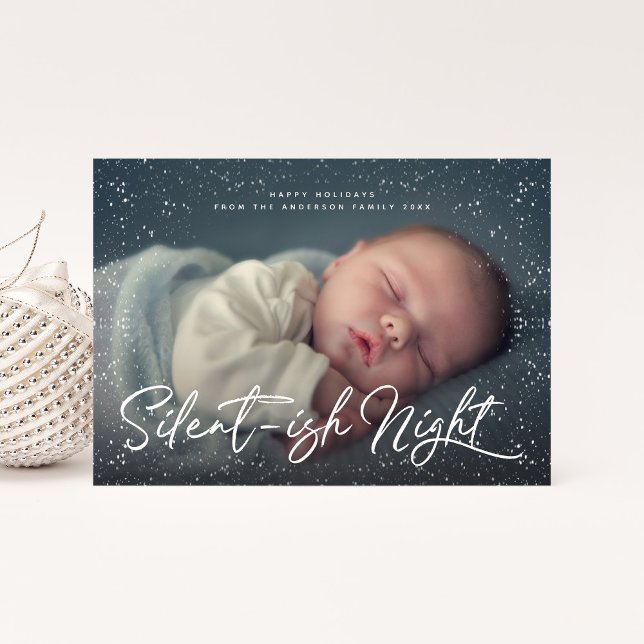 Cartes Pour Fêtes Annuelles Neige nocturne silencieuse Photo complète (Créateur téléchargé)