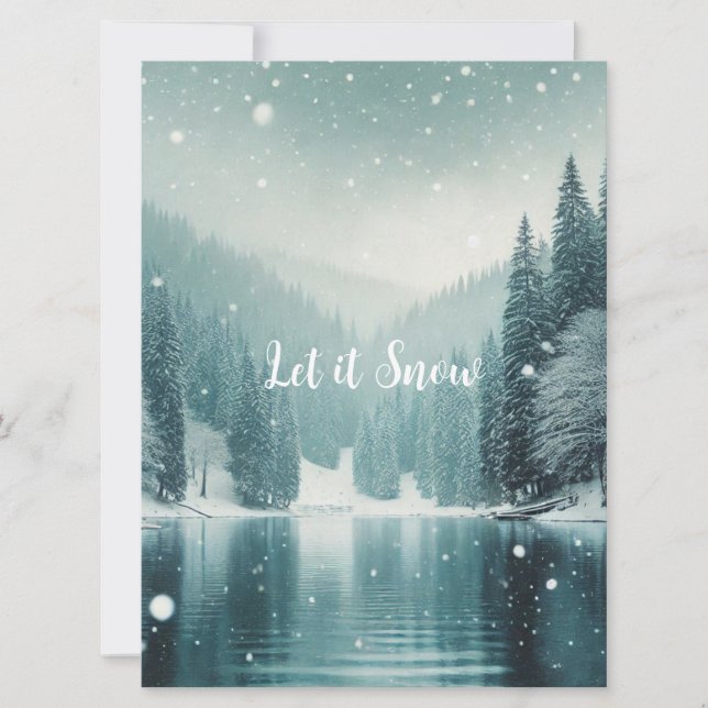 Cartes Pour Fêtes Annuelles Neige sur le lac de montagne en hiver (Devant)