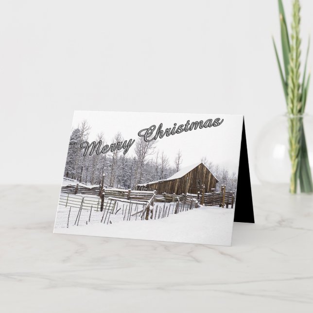 Cartes Pour Fêtes Annuelles Neige Sur Une Campagne Rustique Photo Personnalisé (Devant)