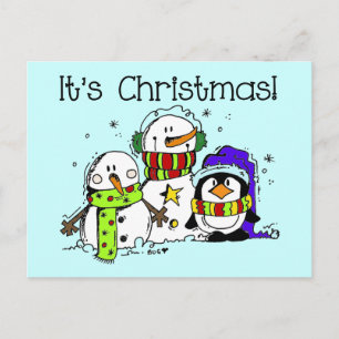 Cartes Pour Fêtes Annuelles Neiges et pingouins C'est Noël