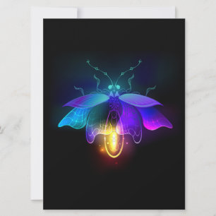Cartes Pour Fêtes Annuelles Neon Firefly sur noir