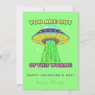 Cartes Pour Fêtes Annuelles Neon Green Colorful UFO Drôle Cool de la Saint Val