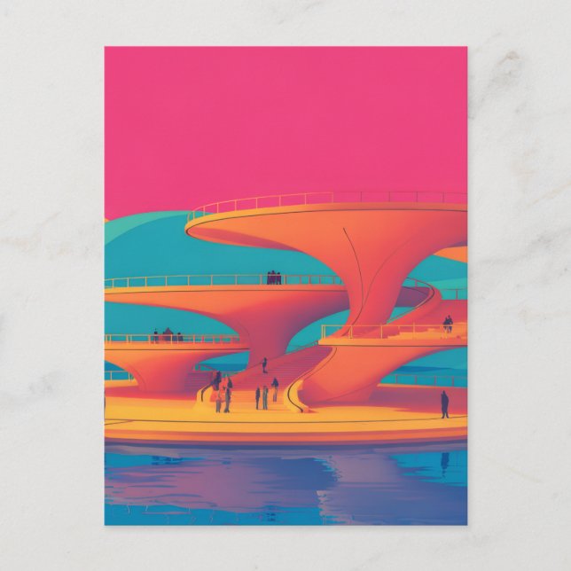 Cartes Pour Fêtes Annuelles neon lagoon sunset neon futurist park floating pla (Devant)